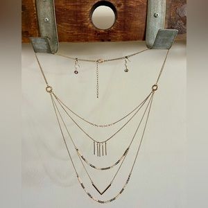 Gray & Cream Bead Cascade Chain Necklace
